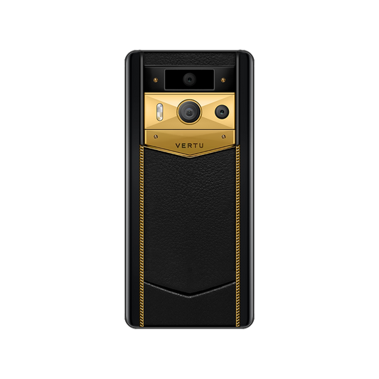 METAVERTU 2 Luxury Custom-Made Gold Radiant Blade Edition with Black Ink Calfskin Web3 AI Phone - Black