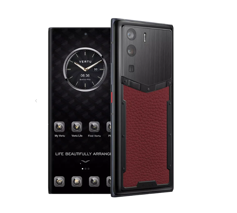 METAVERTU Calf Skin 5G Web3 Phone - Raspberry Red