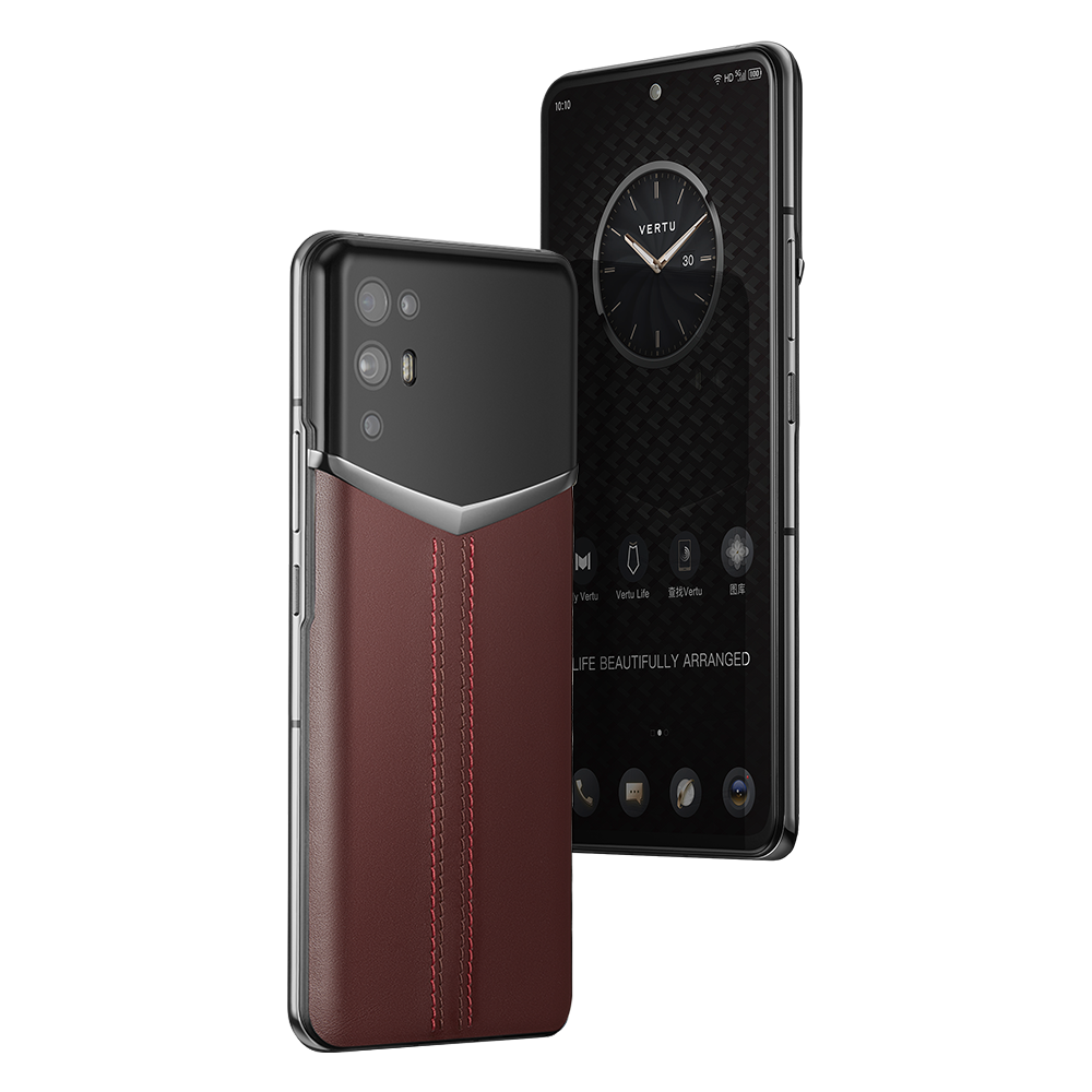 iVERTU Stitched Calfskin 5G Phone -Burgundy Red