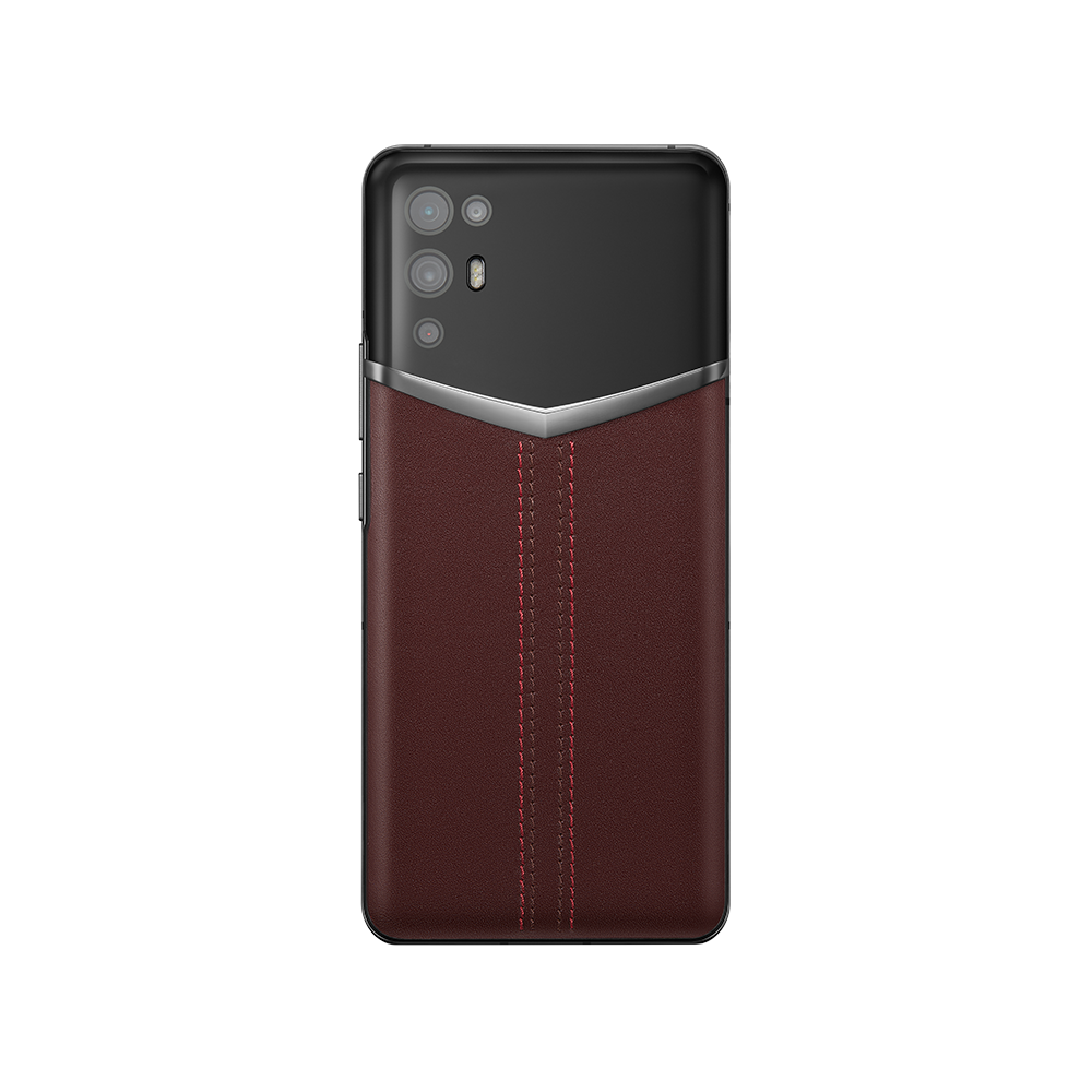 iVERTU Stitched Calfskin 5G Phone -Burgundy Red