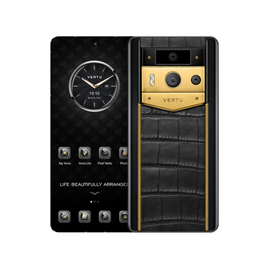 METAVERTU 2 Luxury Custom-Made Alligator Skin Web3 AI Phone - Gold and Black