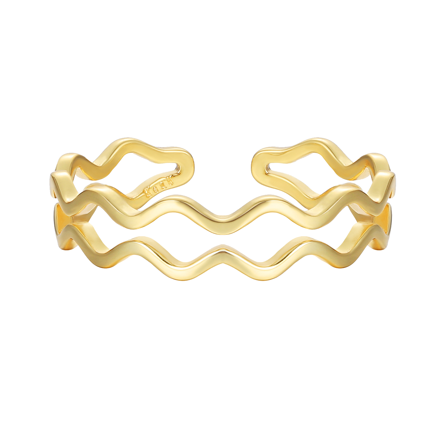 Gold Ripple Open Ring - White & Yellow