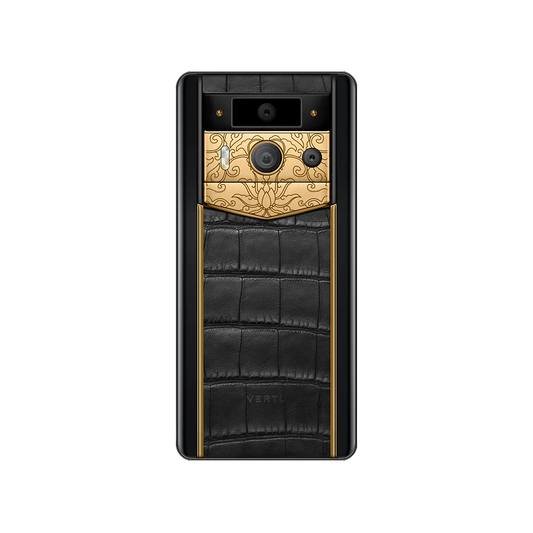 METAVERTU2LUXURYCUSTOM-MADEGOLDENLOTUSWHISPERWITHALLIGATORSKINWEB3AIPHONE-BLACK-back