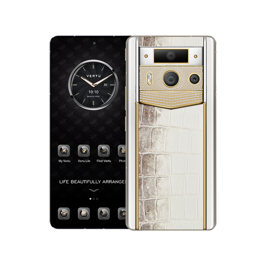 METAVERTU 2 LUXURY CUSTOM-MADE GOLD PLAIN WEAVE WITH DIAMOND HIMALAYA ALLIGATOR SKIN WEB3 AI PHONE - WHITE (2)