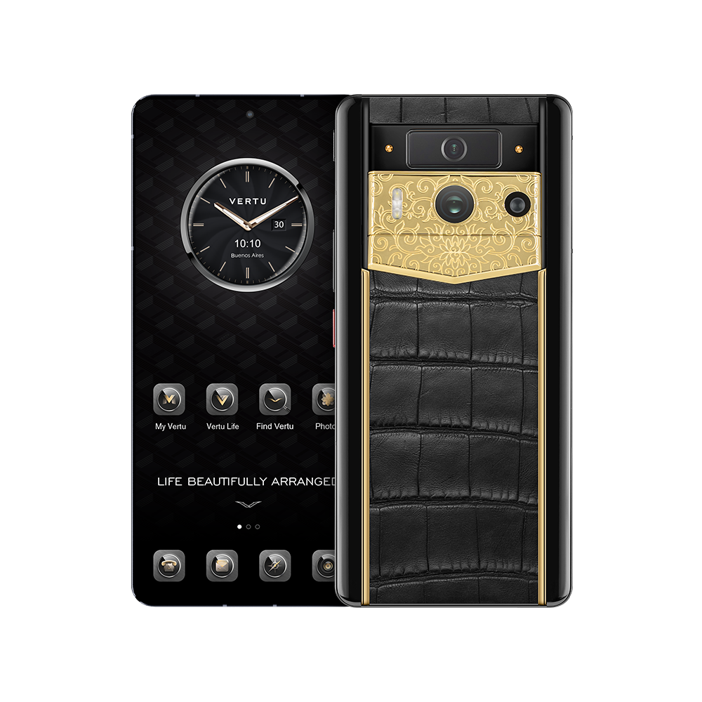 METAVERTU 2 LUXURY CUSTOM-MADE LOTUS CLUSTER WITH ALLIGATOR SKIN WEB3 AI PHONE - BLACK