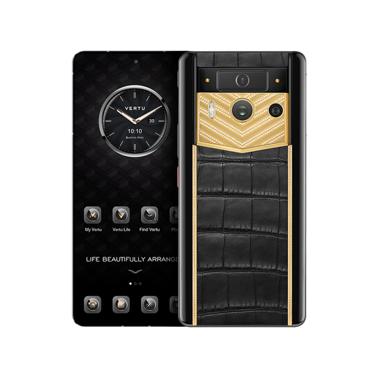 METAVERTU 2 LUXURY CUSTOM-MADE GOLD WITH DIAMONDS ALLIGATOR SKIN WEB3 AI PHONE - BLACK