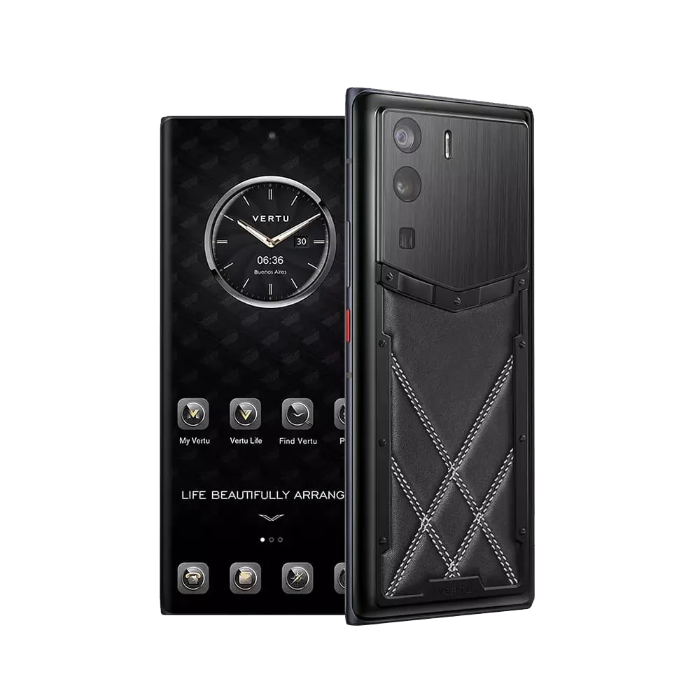 METAVERTU Stitching Calfskin 5G Web3 Phone Set - Black