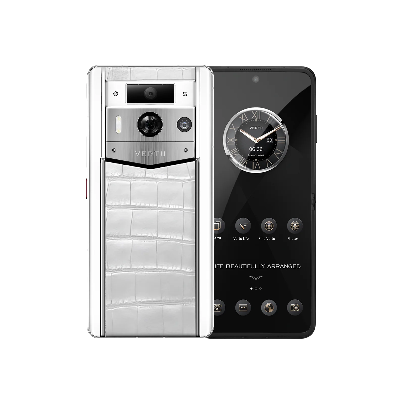 METAVERTU 2 WHITE ALLIGATOR SKIN WEB3 AI PHONE – WHITE (SILVER CASE)